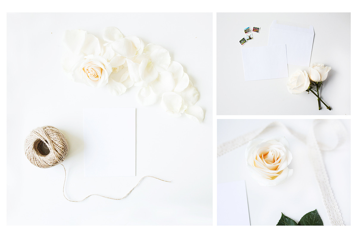 White Rose Stationery Mockup Bundle, a Print Template by daintydarling (Photo 3 of 3)