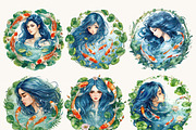 Girl With Koi Fish Clipart Bundle, a Person Illustration by Design Scotch (Thumbnail 4 of 8)