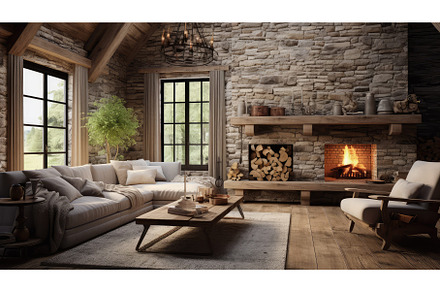country farm house living room ai, an Animal Photo by pikepicture