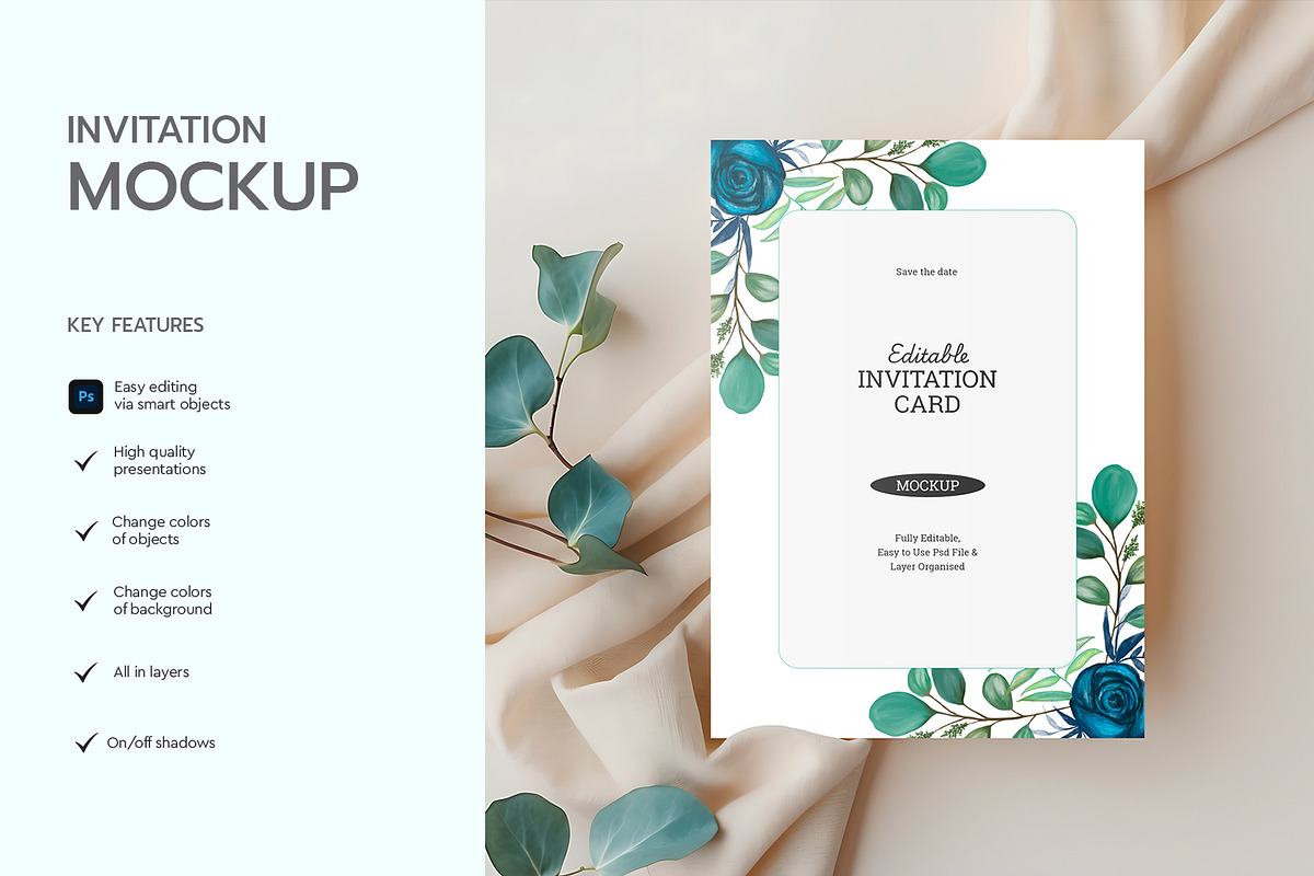 Modern Wedding Invitation Card Mock, a Product Mockup by graphypix (Photo 2 of 4)