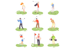 People Playing Golf Set, Male and, a Sport Illustration by TopVectors