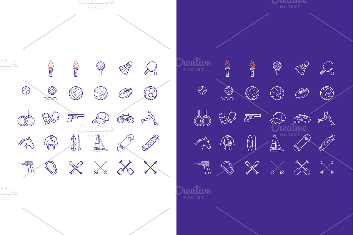 icons set of summer sports games, an Outline Icon by fet