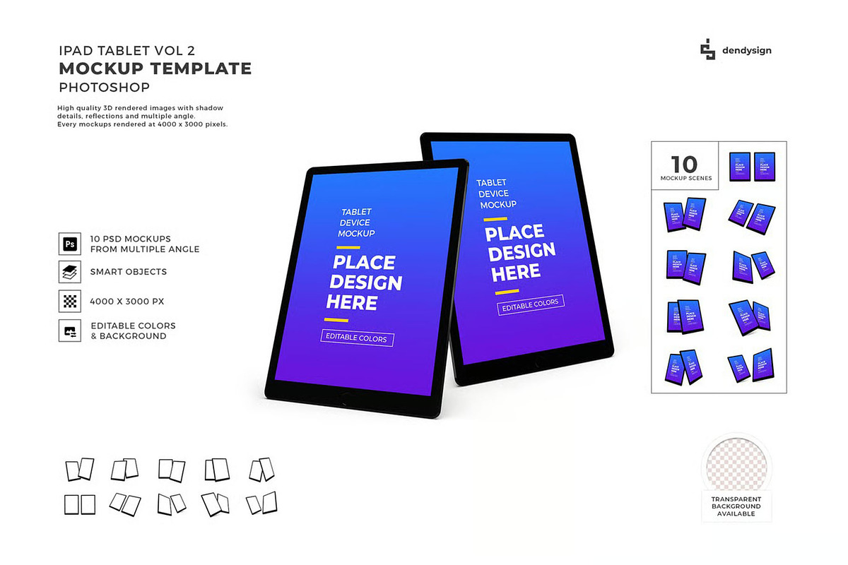 Tablet Device Mockup Template Set, an iPad Mockup by DesignRushMarket (Photo 1 of 11)