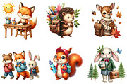 Color Woodland Animal Student Clipar, an Illustration by DreamArtGraphic (Thumbnail 3 of 4)
