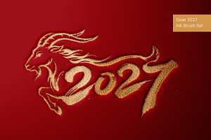 Year of the Goat 2027 Ink Brush Set, an Object Graphic by Xenialien