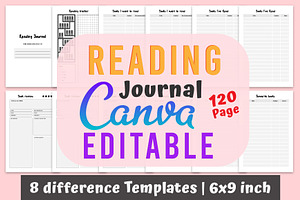 Editable Reading Journal Canva