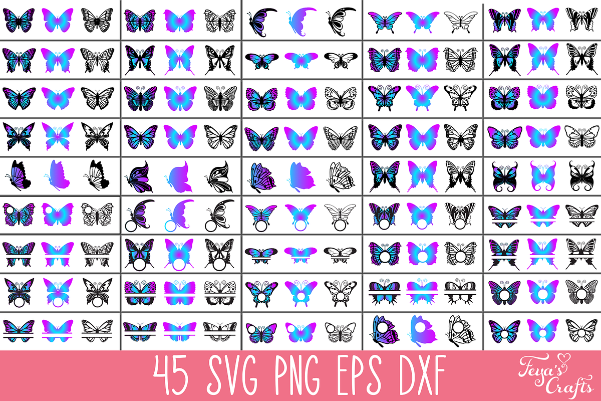 Layered Butterflies Bundle, an Object Graphic by Anastasia Feya (Photo 3 of 10)