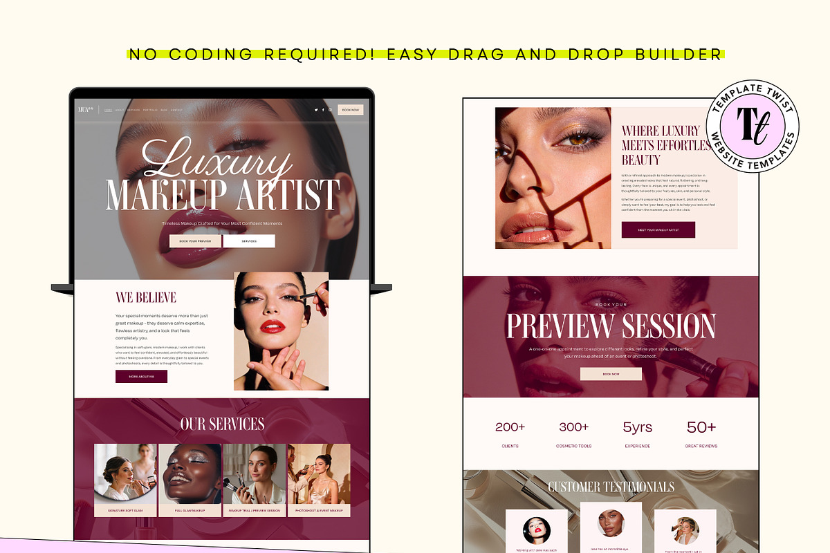 Makeup Artist Website Squarespace, a Squarespace Template by Template Twist Shop (Photo 6 of 9)