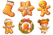 Christmas Gingerbread Clipart, an Illustration by Craft Nest (Thumbnail 4 of 10)