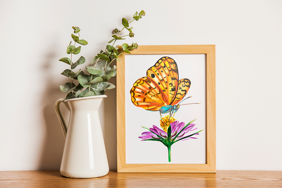 Butterflies clipart watercolor, an Animal Illustration by ElladesignCo (Photo 4 of 6)