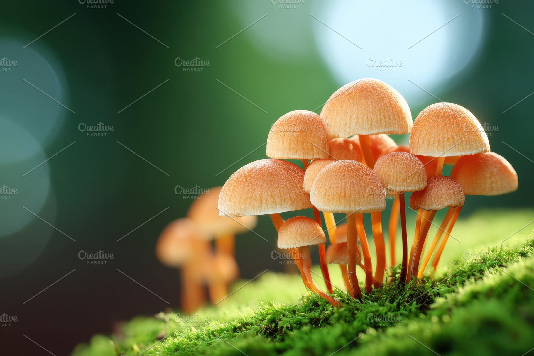 Beautiful mushrooms in green forest, a Nature Photo by AlyaAnd