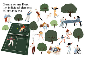 Active People in Park Illustration, a Person Illustration by LyubovZaytseva