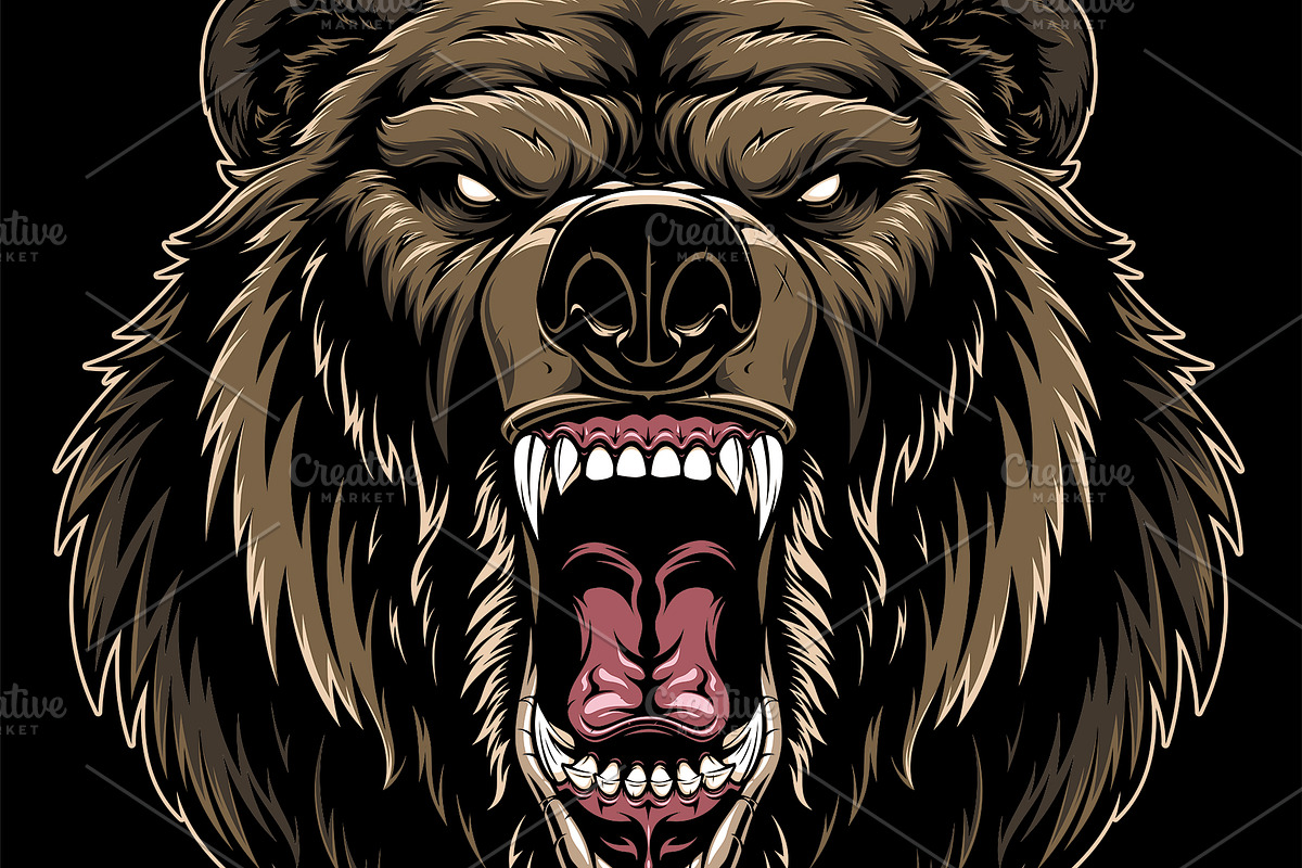 Head of a ferocious grizzly bear, an Animal Illustration by Mark2000 (Photo 1 of 2)