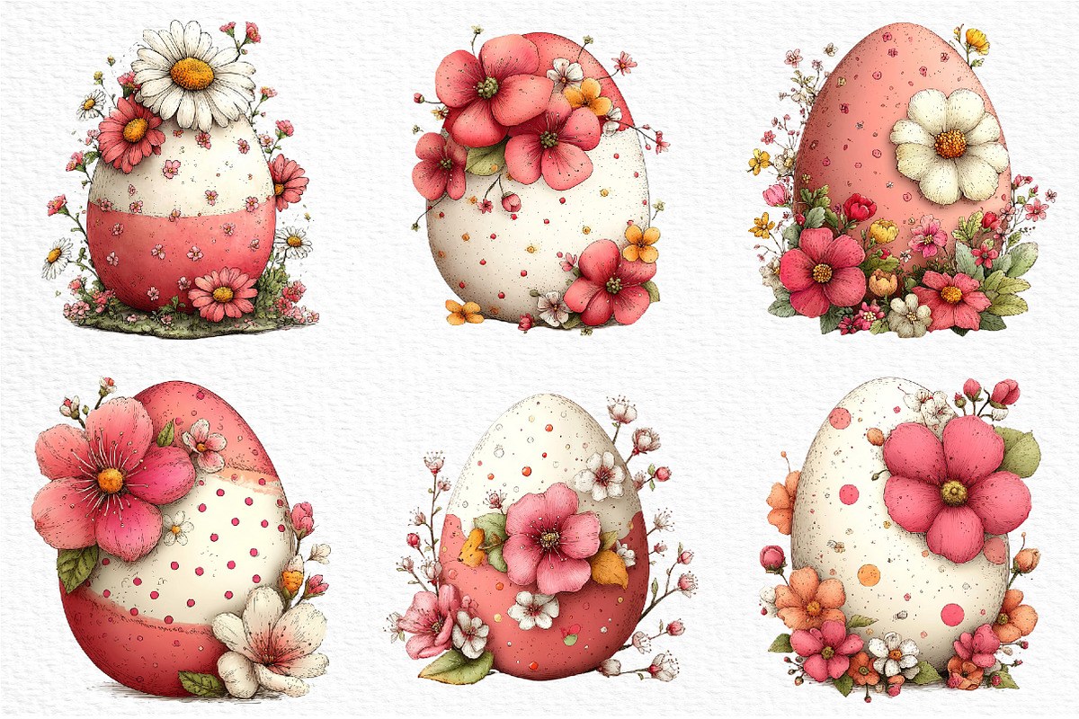 Whimsical Easter Eggs & Flower Png, an Illustration by Craft Nest (Photo 6 of 11)