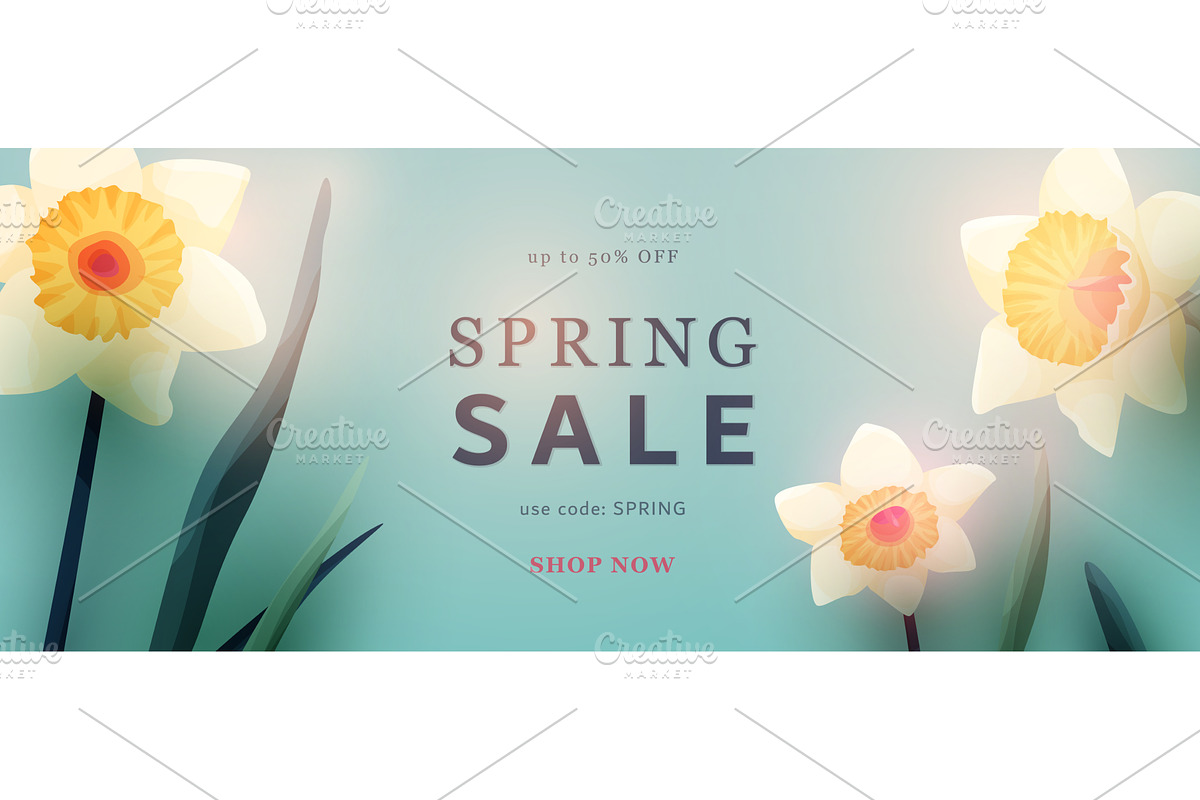 Spring sale banner with beautiful, an Object Illustration by Zaie