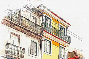 Beautiful old houses in Lisbon