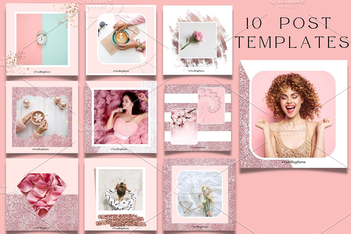 Rose Gold Instagram Templates, a Social Media Template by MORION (Photo 4 of 5)