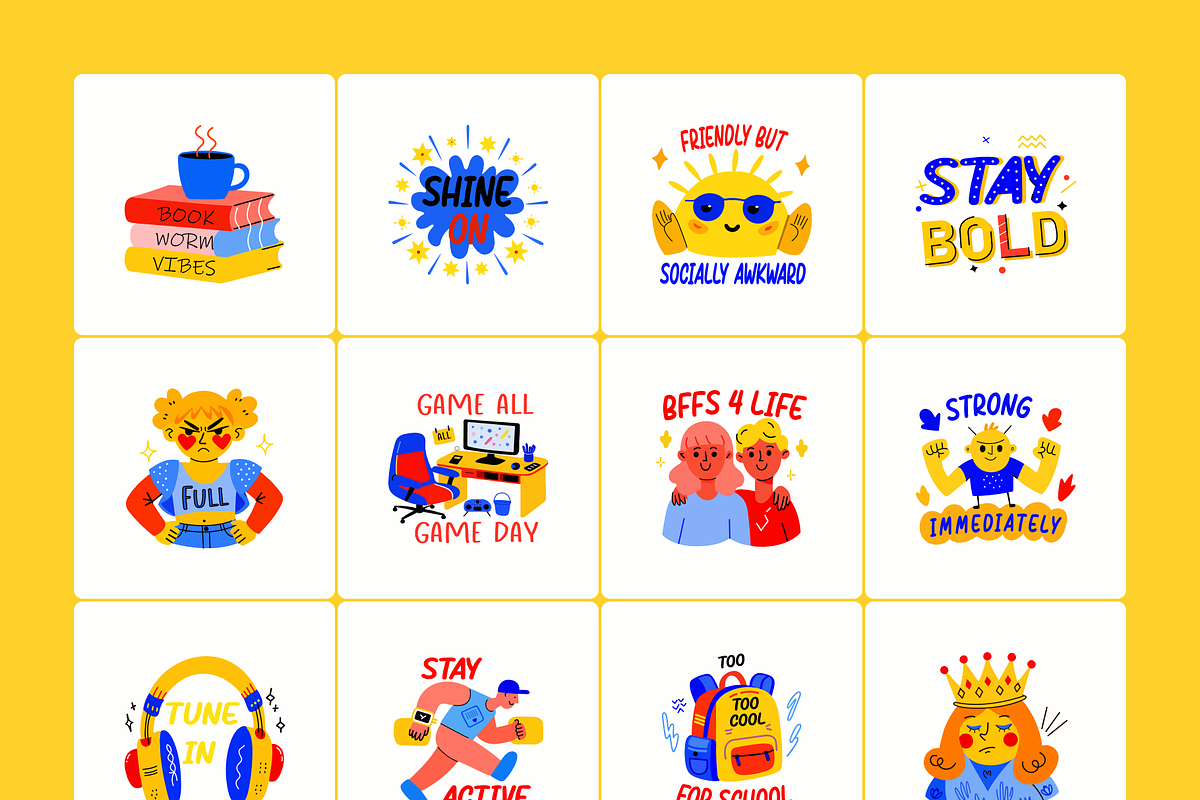 Teenage Stickers Set, an Emoji Icon by Vectors Market (Photo 9 of 9)