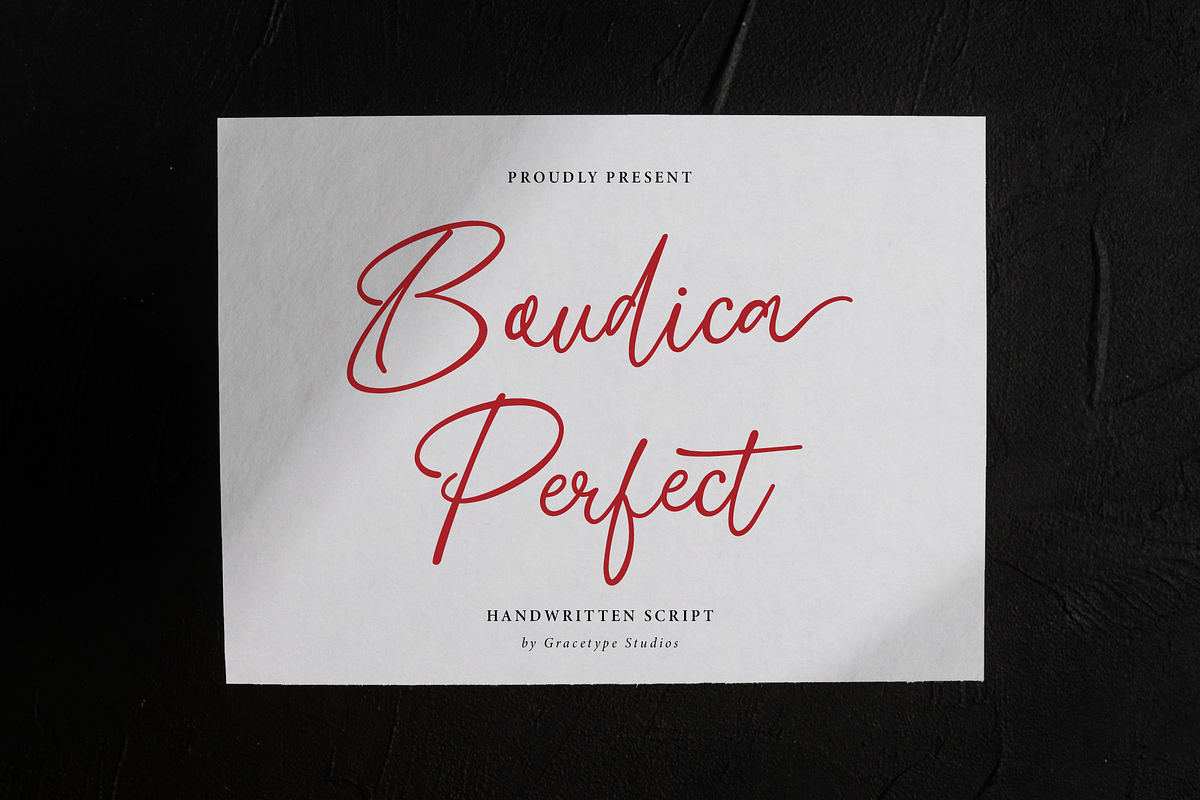 Boudica Perfect | Handwritten Script, a Script Font by gracetype_studio (Photo 1 of 12)