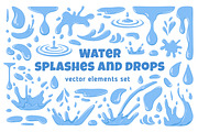 Water drops and splashes set, an Object Illustration by Good Studio (Thumbnail 1 of 3)
