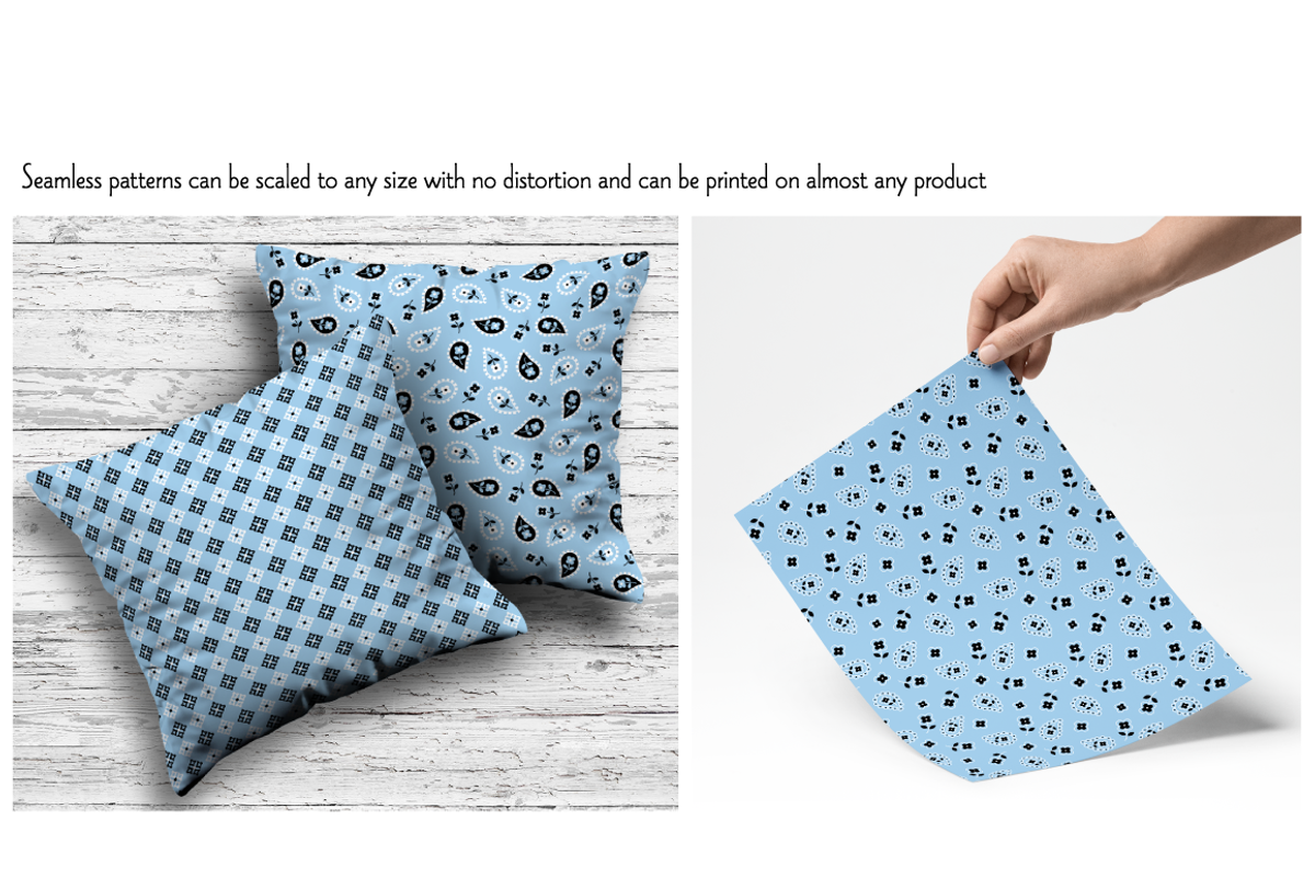 Seamless Light Blue Bandana Patterns preview 2