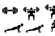 Fitness Workout Silhouette Icon Set, an Illustration by musafir_fashion (Thumbnail 14 of 51)