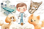 Watercolor Cute Vet Clipart Bundle, a Person Illustration by SparkyDesignsUS (Thumbnail 1 of 8)