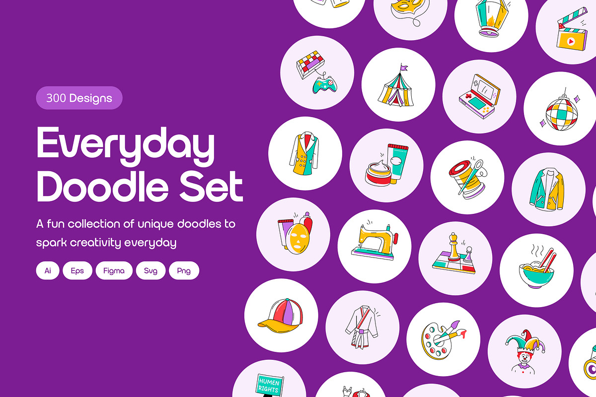 300 Everyday Doodle Icons, an Outline Icon by Creative Stall (Photo 1 of 12)