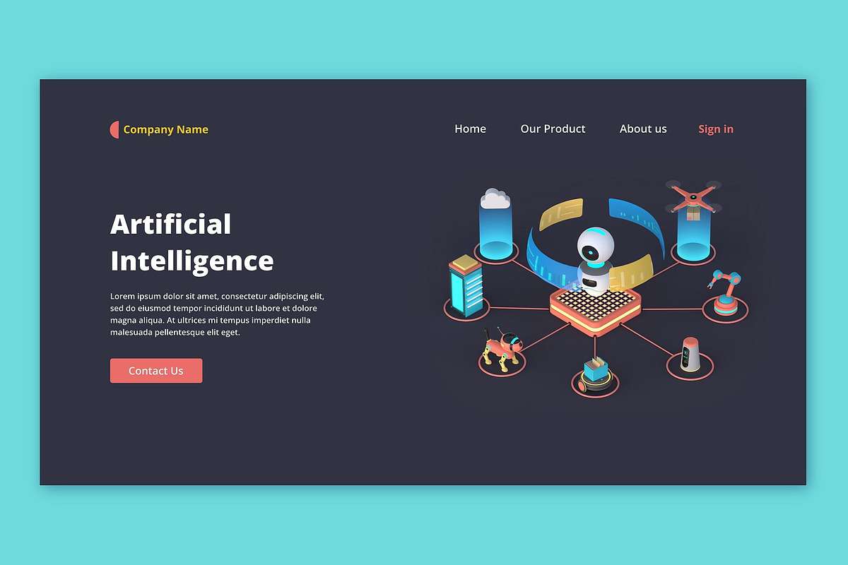 3D AI Illustration, a Scene 3D Model by Flat Icons (Photo 3 of 6)