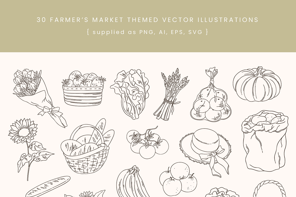 Farmer's Market Vector Illustrations, a Decorative Illustration by Emma Webb Studio (Photo 3 of 8)