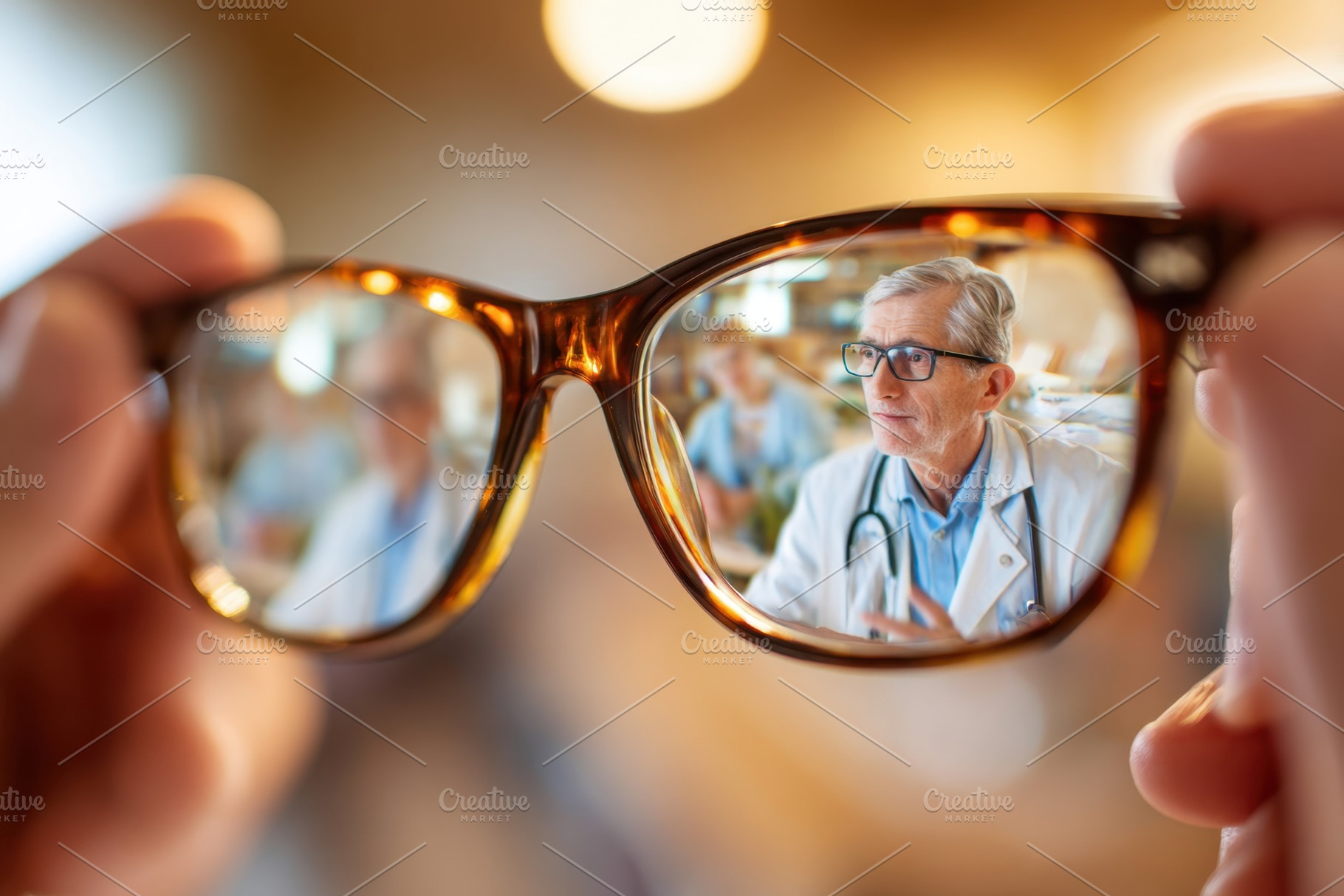 Doctor reflection in glasses, a Health & Medical Photo by AlyaAnd