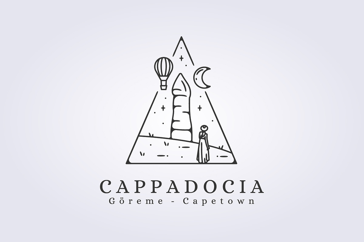 aesthetic cappadocia landscape logo, a Branding & Logo Template by Lodzrov
