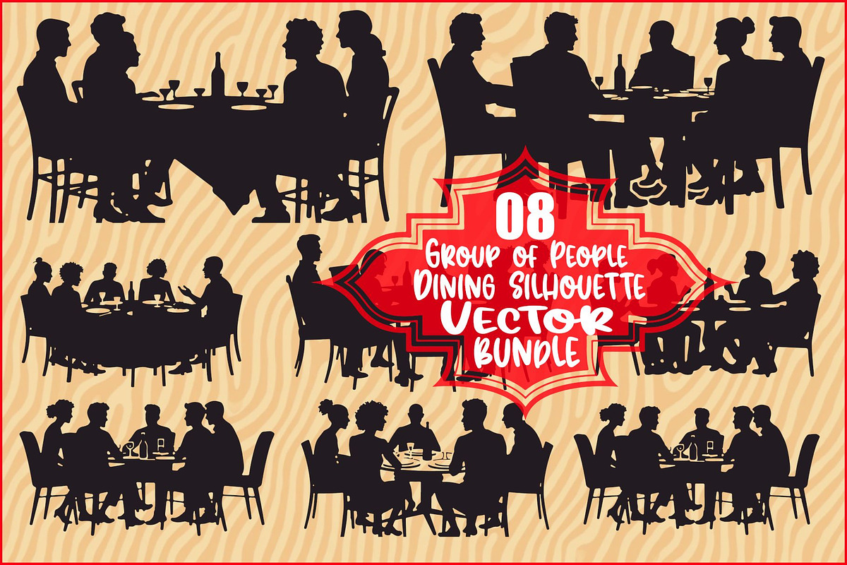 Dining People Silhouette Set, an Illustration by Designs_River (Photo 1 of 9)