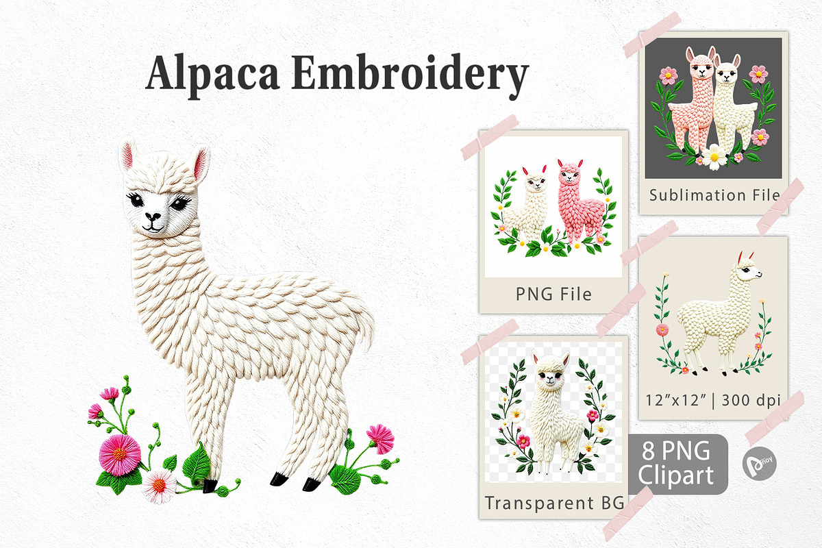 Alpaca Embroidery Clipart, a Graphic by Artnoy (Photo 1 of 5)