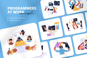 Programmers at work. IT concepts set, a Work Illustration by PaperTrident
