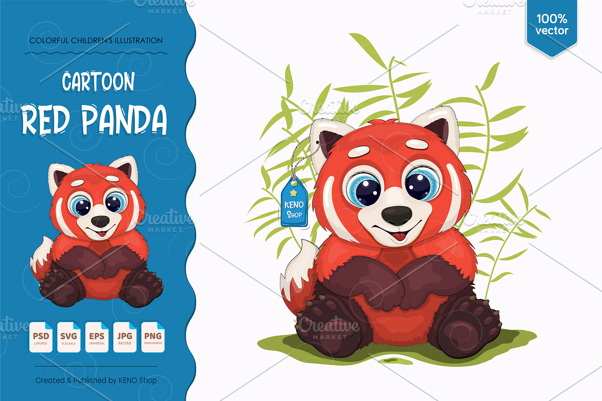 Big cartoon red panda. Tshirt, PNG., an Animal Illustration by KENO Mascots (Photo 1 of 4)