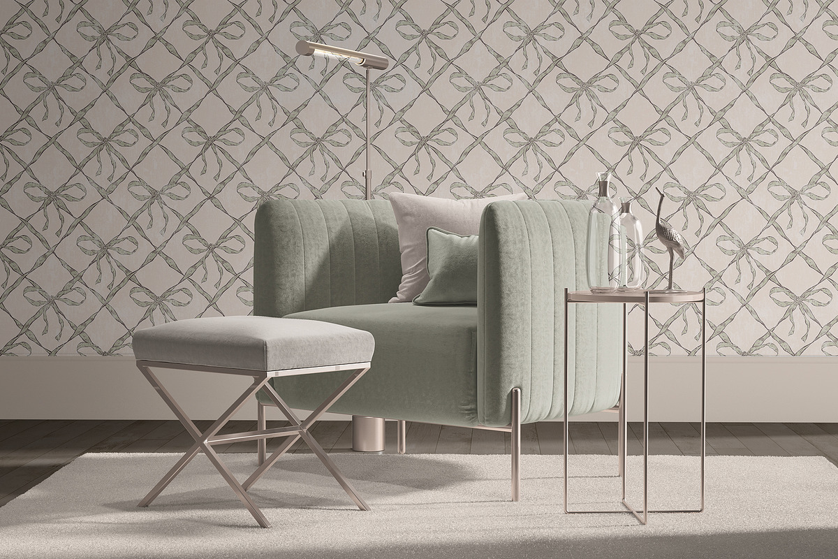 Coquette Bows & Rococo Pattern, a Wallpaper Graphic by Yello_illustration (Photo 7 of 16)