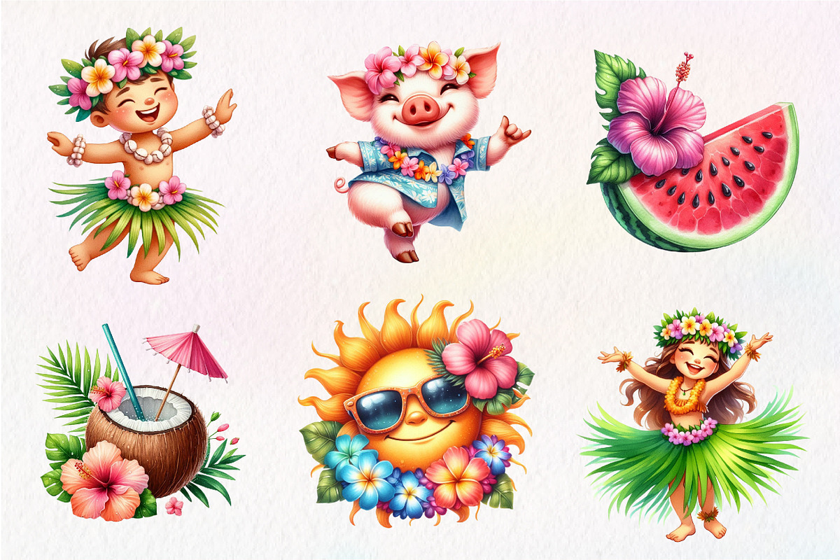 Cute Tropical Hula Dance Hawaiian, an Illustration by CreationArt (Photo 9 of 9)