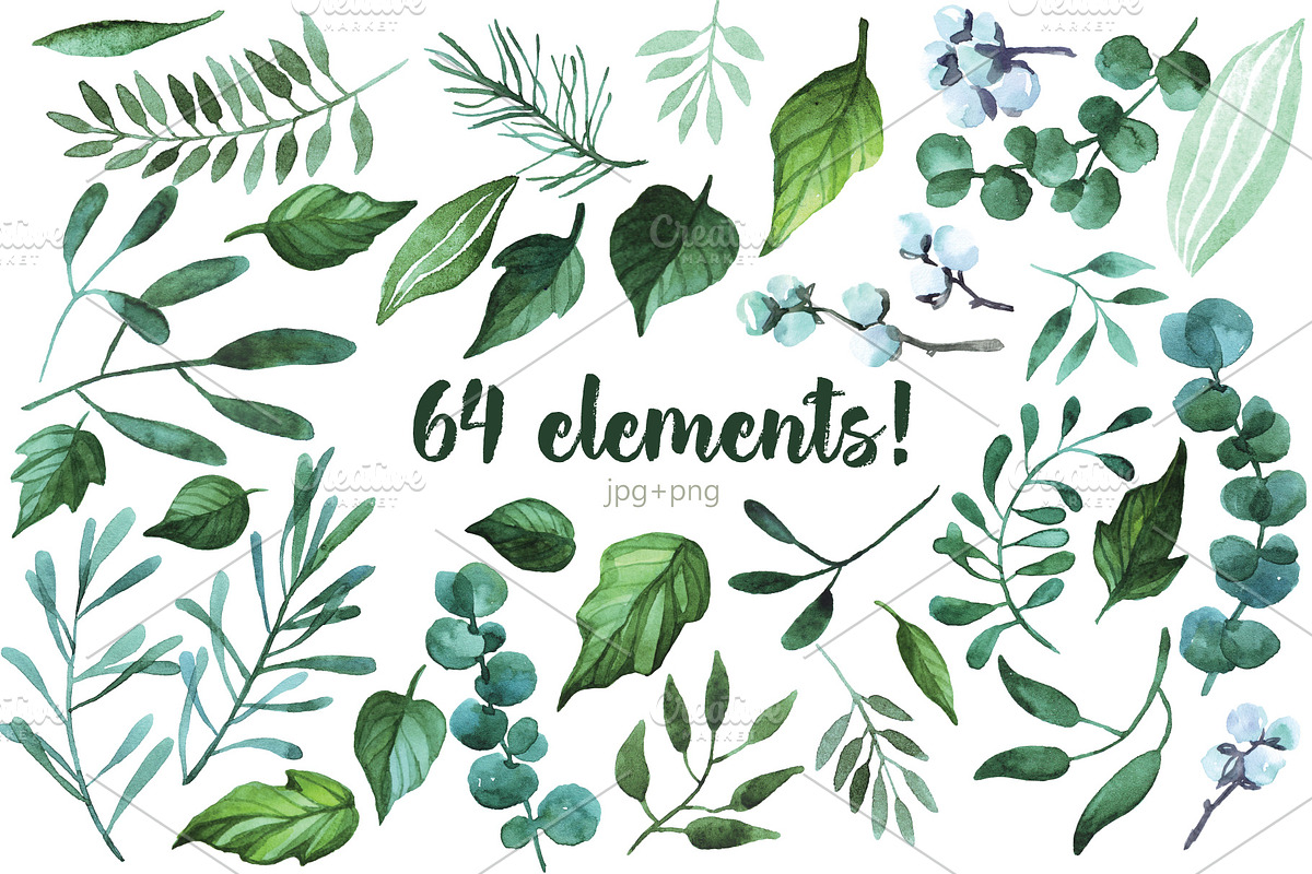 Watercolor Christmas flowers, a Decorative Illustration by YuliaBiser (Photo 4 of 10)