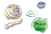 Watercolor cheese set-3, a Food Illustration by miminoshka (Thumbnail 4 of 7)
