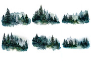 Watercolor Forest Clipart, a Decorative Illustration by Wild Honey Design Co. (Thumbnail 3 of 3)