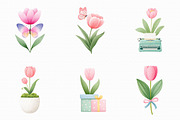 Whimsical Spring Tulip Flower Clipar, an Illustration by Libby Wishes (Thumbnail 6 of 9)