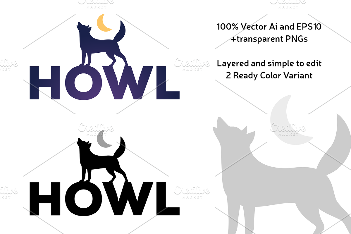 Howl - Wolf Logo Design, a Branding & Logo Template by Manudesign