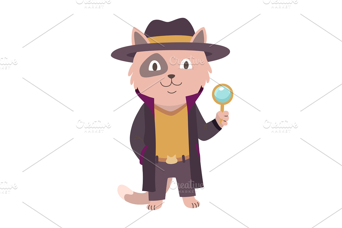 Cat detective character, an Animal Illustration by Things for designers