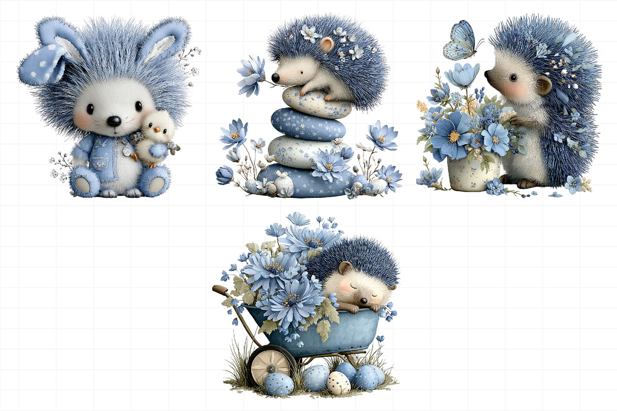 Whimsical Spring Hedgehog Clipart, an Illustration by Daily.Designs (Photo 4 of 8)