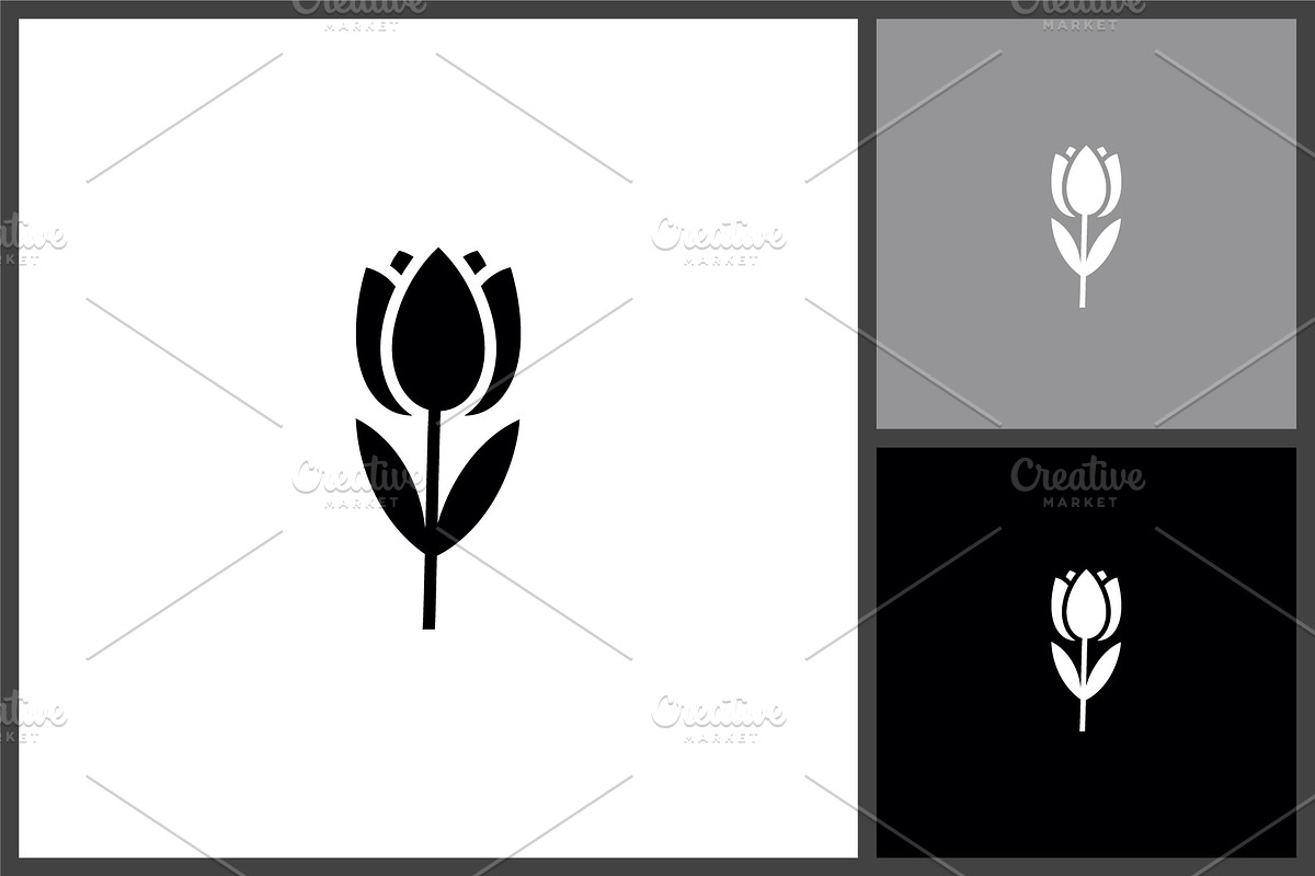 tulip Flower Silhouette Icon, a Solid Icon by quadrazo