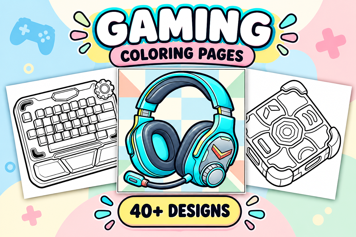 Gaming Coloring Pages #1, a Technology Illustration by Inkivelle Studio (Photo 1 of 3)