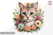 Floral Cat Clipart Bundle, a Graphic by crative8112 (Thumbnail 2 of 10)