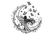 Fairy Moon Butterfly Silhouette, an Object Illustration by Gaye Art (Thumbnail 2 of 31)