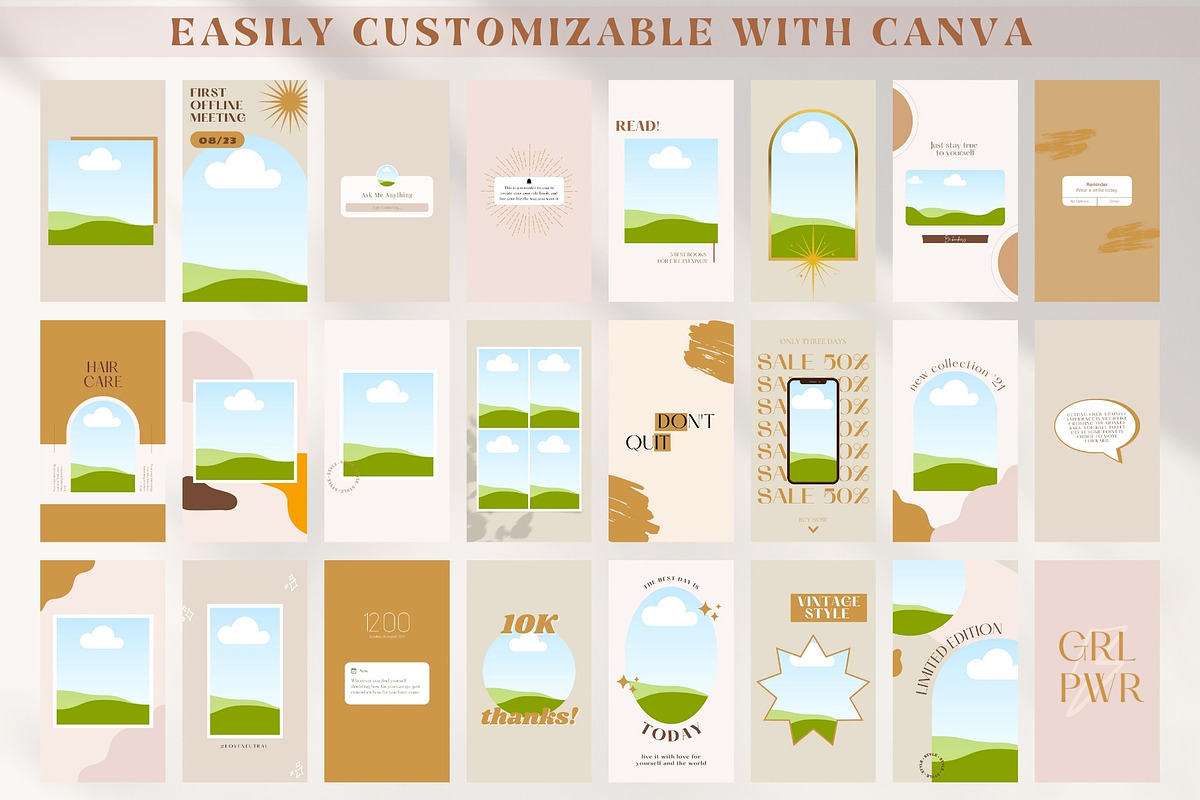 Boho Instagram Story Templates Canva, a Social Media Template by Boltik Studio (Photo 6 of 8)